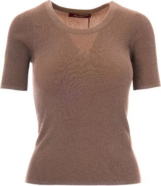 Max Mara Truien & Vesten, Dames, Beige, M, Ronde hals gebreid