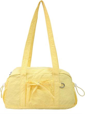 Generic Women Stylish Nylon Handbag Large Capacity Bowknot Commute Shoulder Bag (Black)