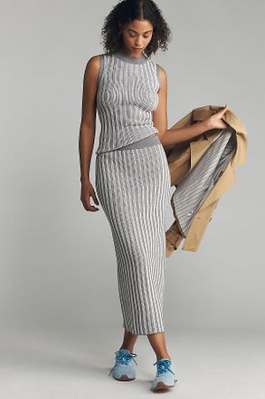 Varley Mairead Ribbed Knit Midi Skirt