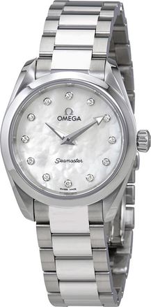 Omega Pre-owned Omega Seamaster Aqua Terra Diamond White Mother of Pearl Dial Ladies Watch 220.10.28.60.55.001