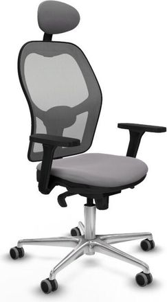 Piqueras y Crespo Piqueras Y Crespo - Jorquera Sincro Malla Gris Similpiel Gris Brazos 3d Base Aluminio Cabecero Fijo Ruedas 65mm Engomada