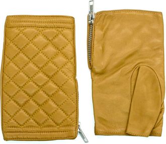 Portolano Quilted Leather Fingerless Gloves in Golden Sunflower at Nordstrom Rack, Size 6.5