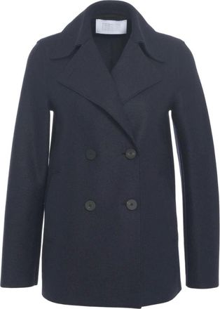 Harris Wharf London Jassen, Dames, Zwart, S, Wol, Klassieke Wollen Peacoat Elegante A-Lijn Silhouet