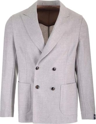 Barba Easy Double Breasted Jacket - male - Barba - Blazers - Gray - 2XL - Jackets