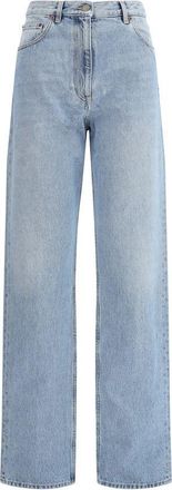 Valentino Womens Wideleg Denim Jeans - Light Grey Cotton - Size 31 (Waist)