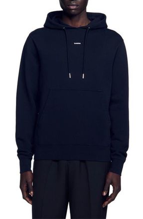 Sandro Mens Organic Cotton Embroidered Hoodie in Black at Nordstrom, Size Xx-Large