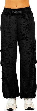 Disclaimer Cargo Velvet Broek - Dames - Wijde Broeken - Zwart - L - Broeken