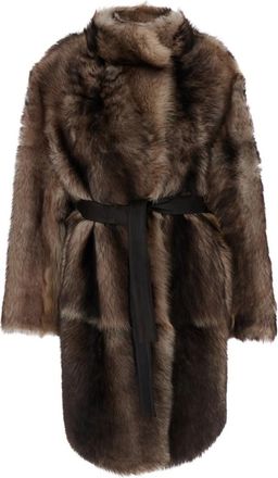 Yves Salomon Brown Turtle Neck Shearling Jacket