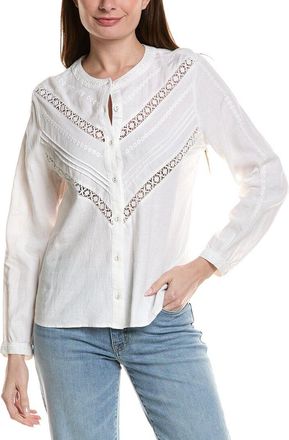 Tommy Bahama Palm Shores Lace Trim Linen-Blend Blouse