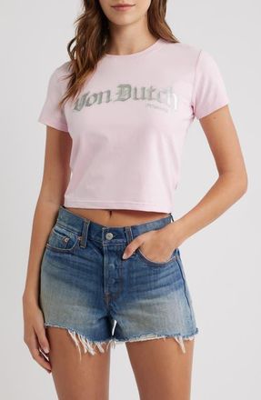 Von Dutch Logo Graphic Baby T-shirt in Pink A Boo at Nordstrom, Size X-Large