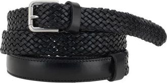 Dolce & Gabbana Accessoires, Heren, Zwart, 105 CM, Zilveren Gesp Geweven Leren Riem