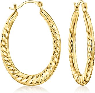 Ross-Simons 14kt Yellow Gold Twisted Oval Hoop Earrings