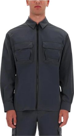 Versace Jeans Couture Zip-Front Utility Shirt Jacket - Heren - Zomerjassen - Grijs - M - Jassen