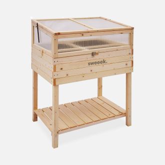 Sweeek Sweeek - Huerto Cuadrado Sobre Patas De Madera, 80x60x109cm, Erable, Madera, 80x60.4x108.9 Cm