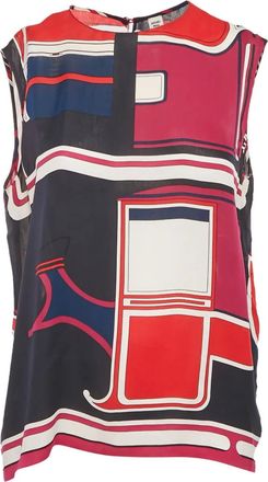 Herm&egrave;s Zijden top met print - Rood