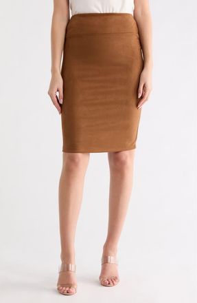 Renee C Faux Suede Pencil Skirt in Camel at Nordstrom Rack, Size X-Large