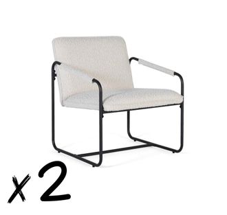 Giner&Colomer Set de dos sillones tapizados en tela beige y acolchados