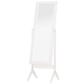 HOMCOM Espejo De Maquillaje De Pie Reclinable N&oacute;rdico Para Dormitorio Sal&oacute;n Marco De Madera 47x46x148 Cm