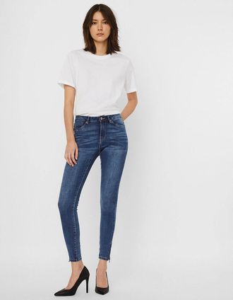 Vero Moda Womens Tilde Midrise Slim Ankle Zipped Skinny Jeans - Blue - Size: XS l32
