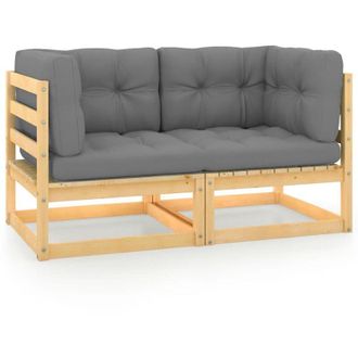 vidaXL vidaXL Divano da Giardino a 2 Posti con Cuscini Legno Massello di Pino