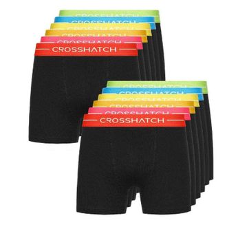 Crosshatch Astral-boxershorts met logo voor heren (pakket van 12 stuks) (Zwart)