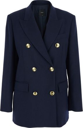 Pinko new Guinea Blue Double-breasted Jacket With Peak Revers In Wool Woman