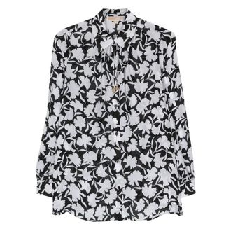 Michael Kors Shirts, female, Black, L, Black Fleur Casual Blouse