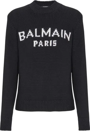 Balmain Klassiek sweatshirt met Parijs-print - Dames - Ronde hals truien - Zwart - 2XS - Wol - Truien & Vesten