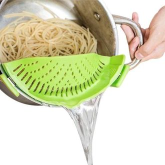 OEM Colador De Silicona Snap Sieve Con Clip, Apto Para Todo Tipo De Ollas Y Cuencos, Ideal Para Espaguetis, Pasta, Fideos Y Fruta - Color Verde