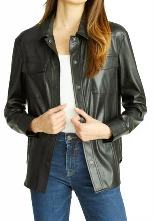 Vigoss Faux Leather Button Up In Black
