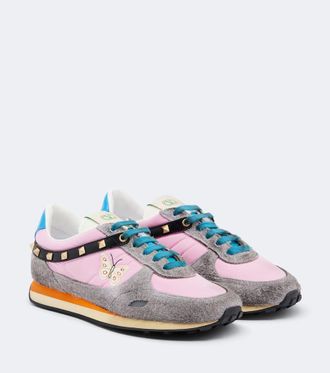 Valentino Garavani Zapatillas Rockstud bordadas con ante