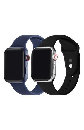 Posh Tech Assorted 2-Pack Silicone Apple Watch Watchbands in Black/Navy at Nordstrom, Size 44Mm