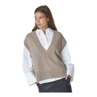 Co'Couture MajaCC V-Knit Vest - female - CoCouture - V-neck Knitwear - Gray - L - Knitwear