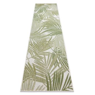 RugsX Rugsx - Alfombra Sisal Sion Alfombra De Pasillo, Hojas De Palma, Tropical 2837 Tejido Plano Ecru / Verde Green 70x300 Cm
