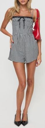 Princess Polly Trynia Gingham Cotton Romper in Black at Nordstrom Rack, Size 0