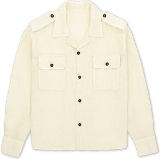 Fortela Military Linen Shirt in Milk at Nordstrom, Size 44 Eu