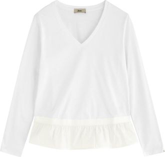 Herno Ruffle-trimmed Cotton top - White - 48 (UK16 / XL)