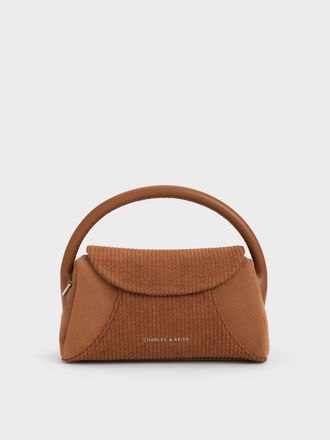 Charles & Keith Girls Nelly Recycled Suede & Corduroy Top Handle Bag