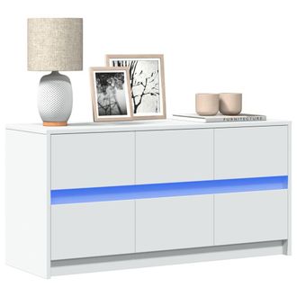 Berkfield Home TV Cabinet with LED White 100x34x50 cm Engineered Wood | Size: 100 x 34 x 50 cm