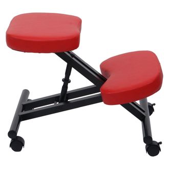 Hhg [nunca Usado] Silla De Rodillas Hhg-091, Taburete De Rodillas, Altura Regulable, Ruedas, Piel Sint&eacute;tica, Metal, Con Certificaci&oacute;n Mvg, Rojo