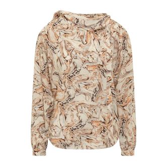 Isabel Marant Tiphaine Side Scarf Neck Silk Blouse - female - Isabel Marant - Shirts - Beige - 2XS - Blouses & Shirts