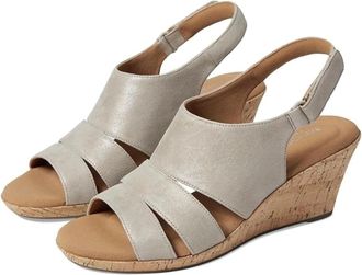 Rockport Briah CJ4799 Sandals Womens Taupe Metallic Wedge Heel RHS8710