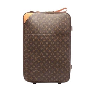 Louis Vuitton Vintage, unisex, Bruin, ONE Size, Leer, Pre-owned Pegase 55 Monogram PVC Coated Canvas Leather Suitcase