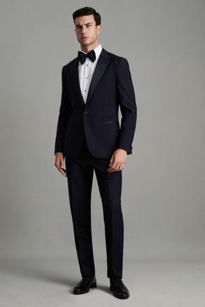 Reiss Navy Peak Lapel Single-breasted Tuxedo Jacket Slim-fit, 40R