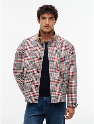 Tommy Hilfiger Mens New York Label Relaxed Fit Check Jacket - Rouge - L