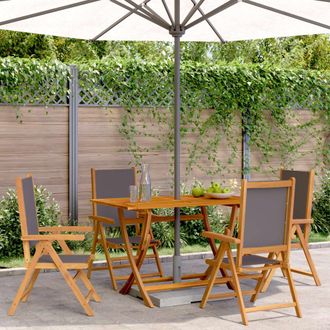 vidaXL Sillas De Jard&iacute;n Reclinables 4 Uds Tela Madera Maciza Antracita Vidaxl