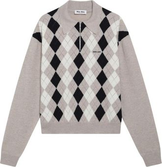 Miu Miu Maglia - Dames - Ronde hals truien - Beige - S - Truien & Vesten