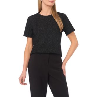 Halogen Pintuck Crepe Knit Jacquard Top in Rich Black at Nordstrom Rack, Size X-Large P