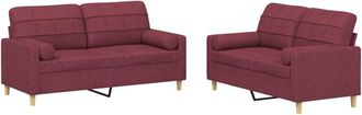 vidaXL Vidaxl - Juego De Sof&aacute;s Con Cojines 2 Piezas Tela Rojo Tinto