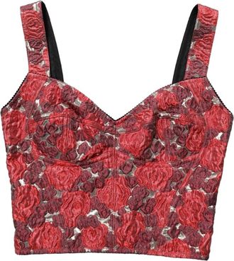 Dolce & Gabbana Multicolor Floral Cropped Bustier Tank Top - Dames - Tops zonder mouwen - Veelkleurig - S - Nylon - Tops